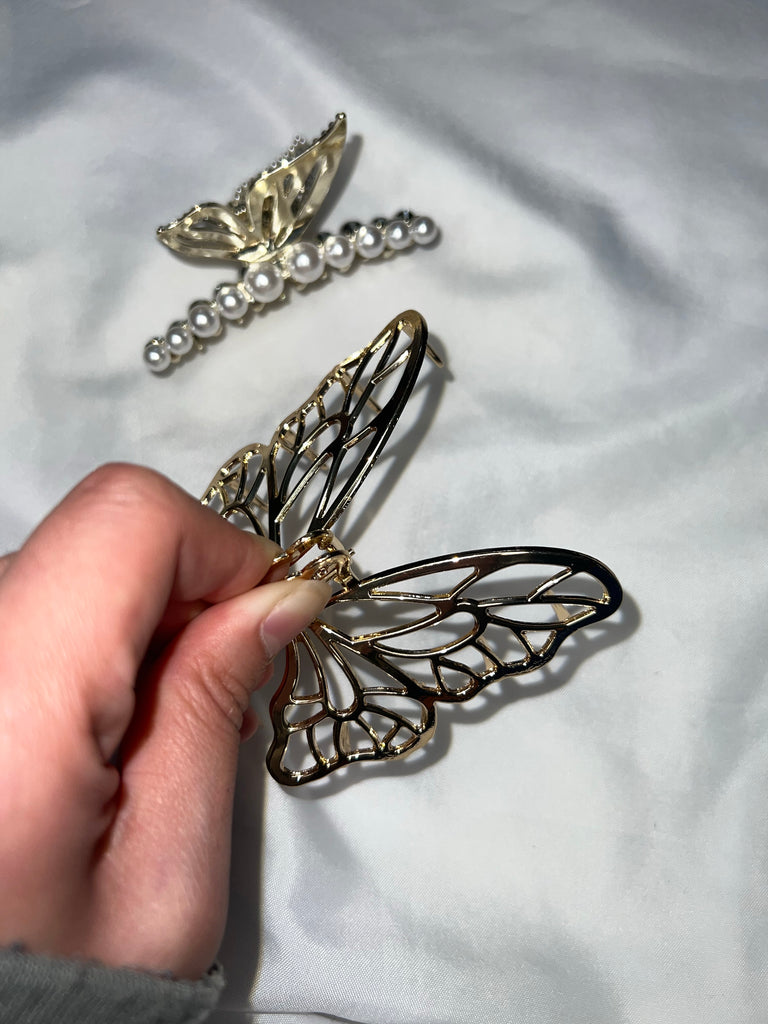 Gold & Silver Butterfly Hair Pins